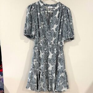 Current Air paisley grey and white puff sleeve dress Cottagecore fairy feminine